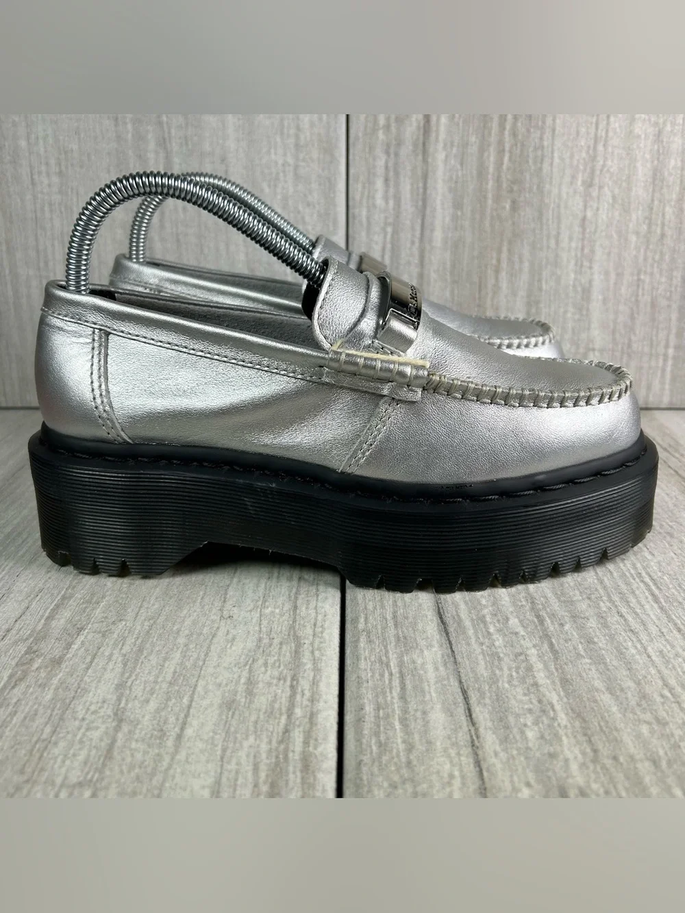 NEW Dr. Martens Docs Penton II Quad Platform  Loafer Shoe Silver Women’s Size 7